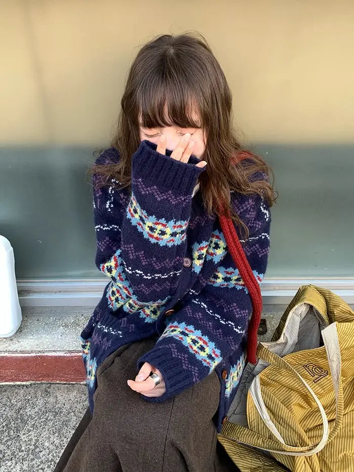 フェアアイル柄 ゆったり ふわもち カーディガン LUMIYUMI