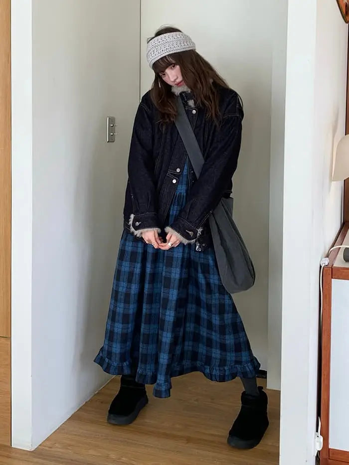 ファー襟 中綿入り デニムブルゾン LUMIYUMI