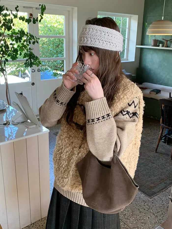 レトロ ループファー ダッフルベスト LUMIYUMI