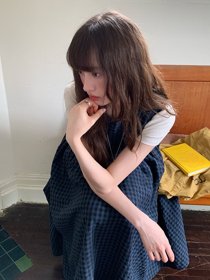 斜め前立て ゆったり ベストワンピース LUMIYUMI