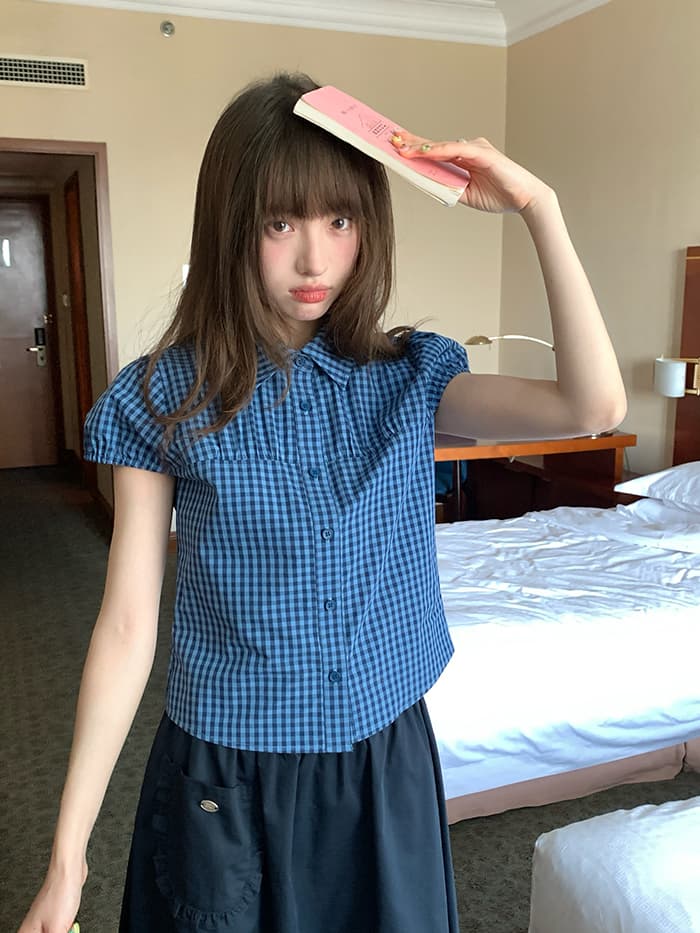 レトロ ウエストシェイプ チェックシャツ LUMIYUMI