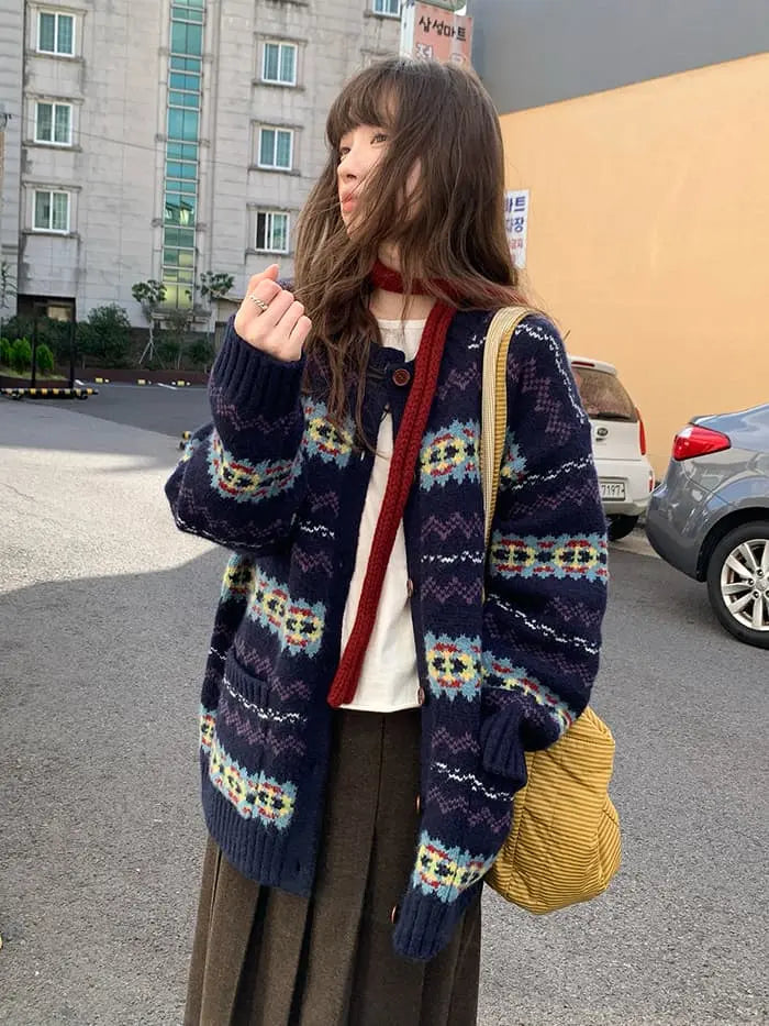 フェアアイル柄 ゆったり ふわもち カーディガン LUMIYUMI