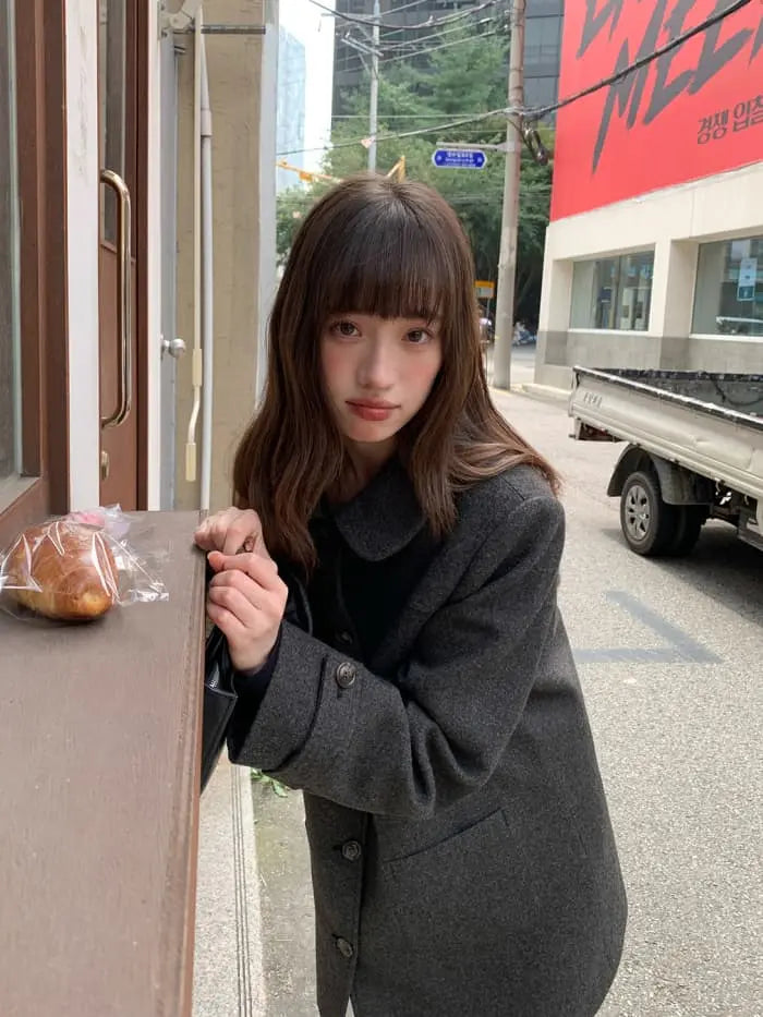 レトロ ガーリー ファー襟付き コート LUMIYUMI