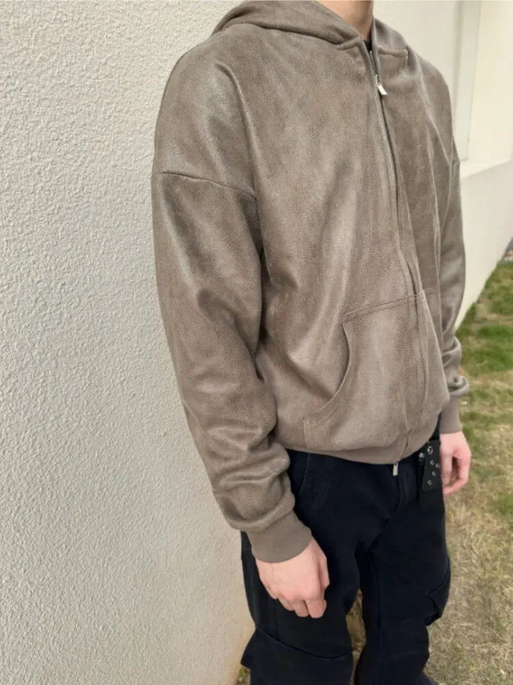 Boxy ジッパー フーディー スエード LUMIYUMI