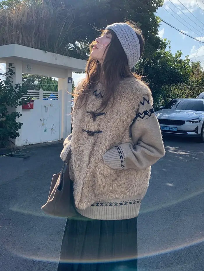 レトロ ループファー ダッフルベスト LUMIYUMI