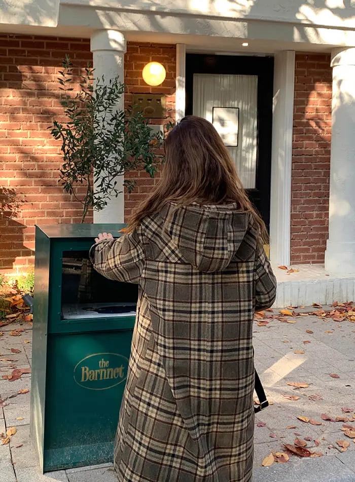 レトロチェック柄ウールコート LUMIYUMI