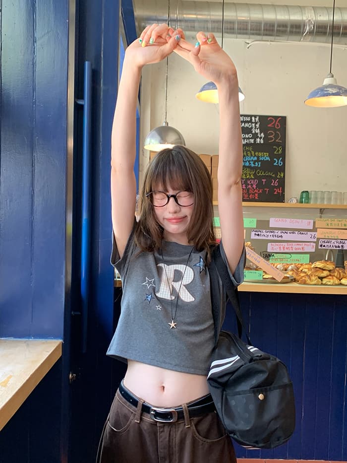 ワッペン 刺繍 スリムフィット Tシャツ LUMIYUMI