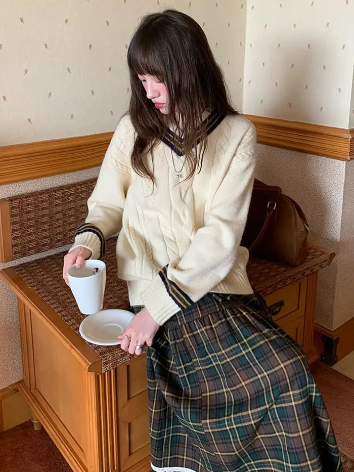 ガーリー チェック レース切替 スカート LUMIYUMI