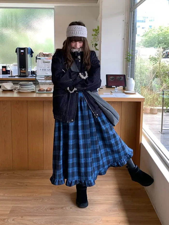 ファー襟 中綿入り デニムブルゾン LUMIYUMI