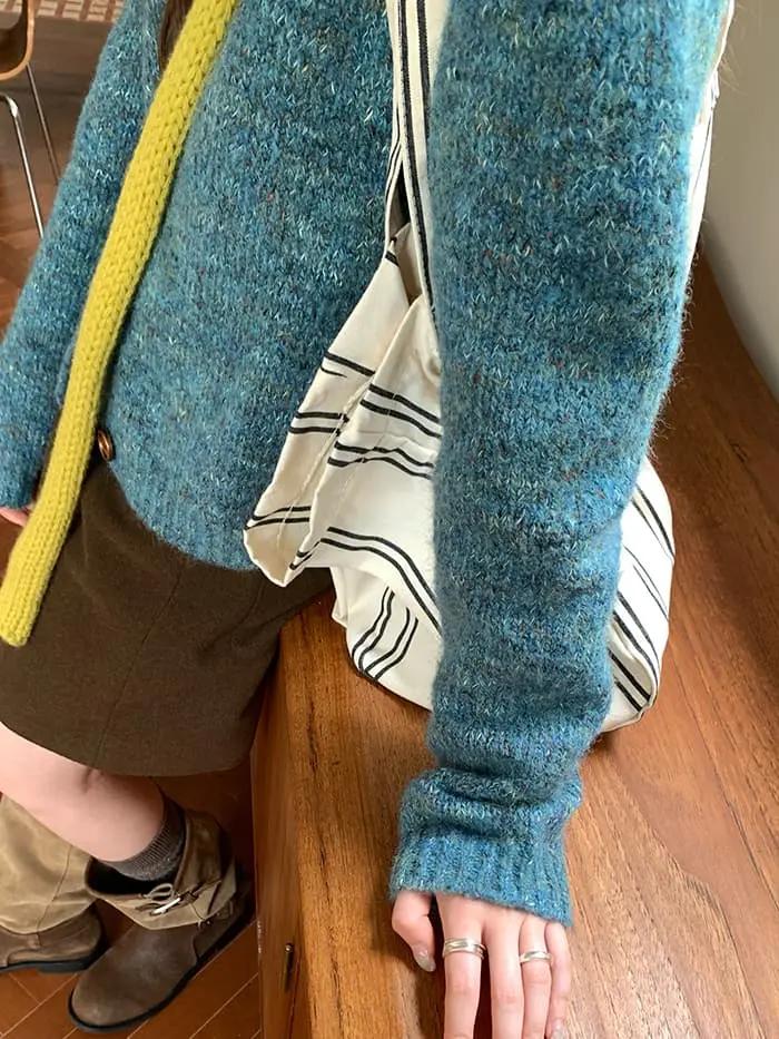 カラーネップ クルーネック ニットカーディガン LUMIYUMI