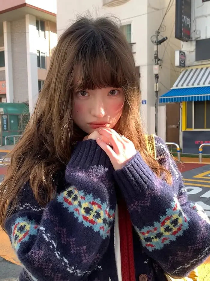 フェアアイル柄 ゆったり ふわもち カーディガン LUMIYUMI