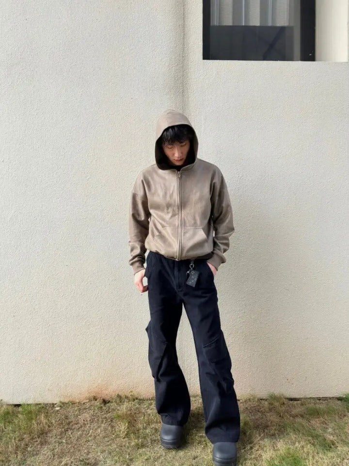Boxy ジッパー フーディー スエード LUMIYUMI