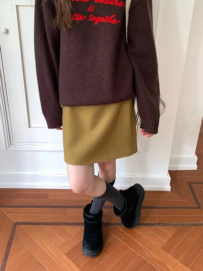 サイドボタン ハイウエスト ミニスカート LUMIYUMI