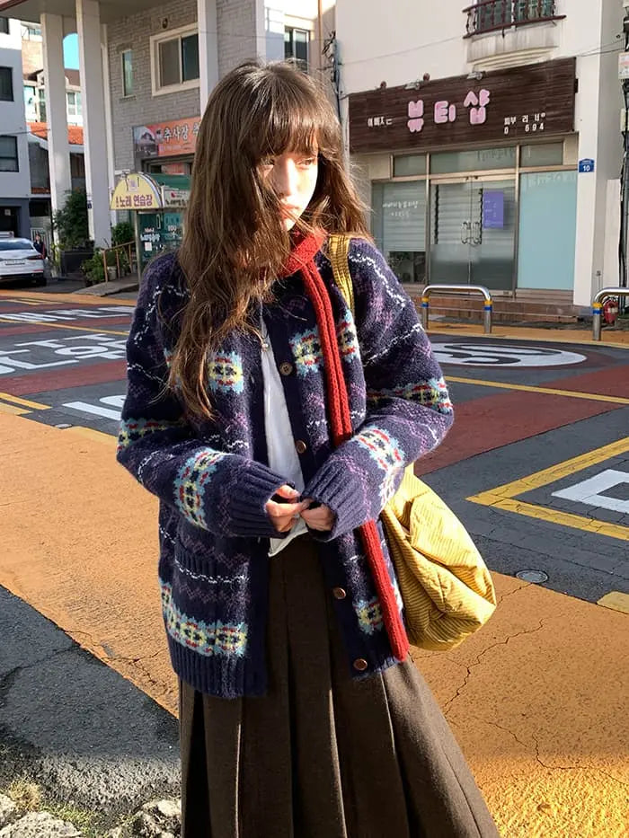 フェアアイル柄 ゆったり ふわもち カーディガン LUMIYUMI