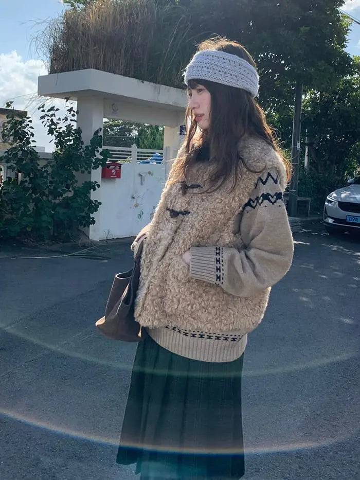 レトロ ループファー ダッフルベスト LUMIYUMI