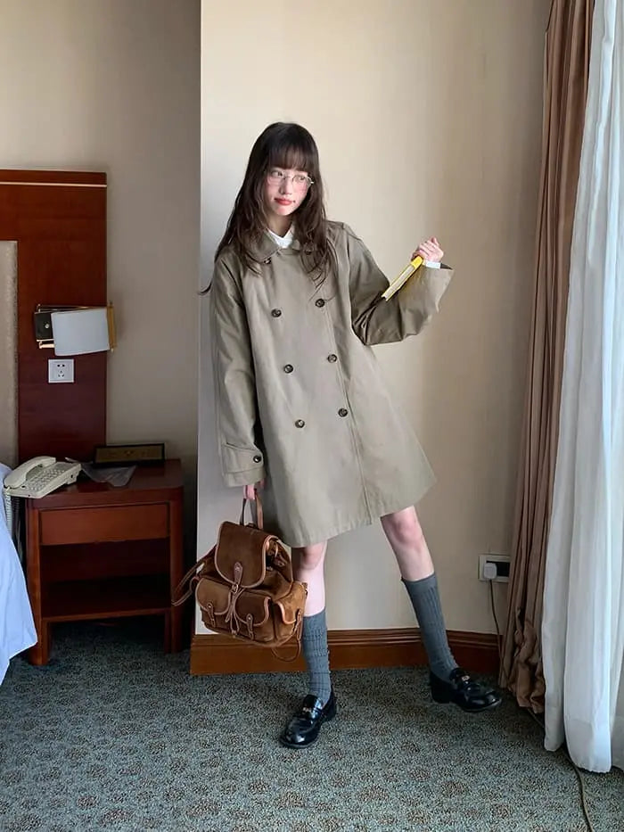 lumiyumi 大人可愛い ミドル丈 丸襟 トレンチコート 大人可愛い ミドル丈 丸襟 トレンチコート- LUMIYUMI