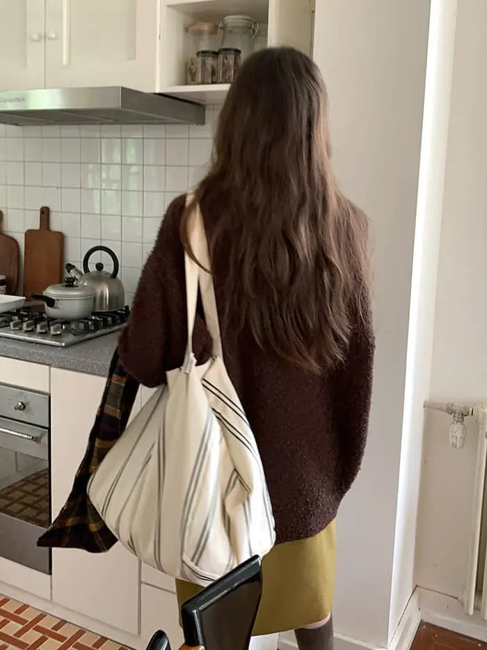 襟配色 ふわもち ニットプルオーバー LUMIYUMI