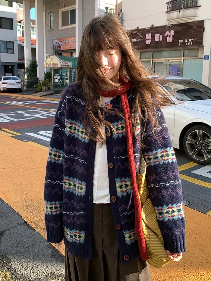 フェアアイル柄 ゆったり ふわもち カーディガン LUMIYUMI