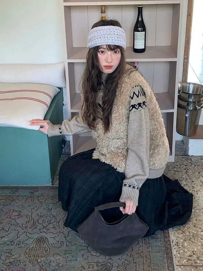 レトロ ループファー ダッフルベスト LUMIYUMI