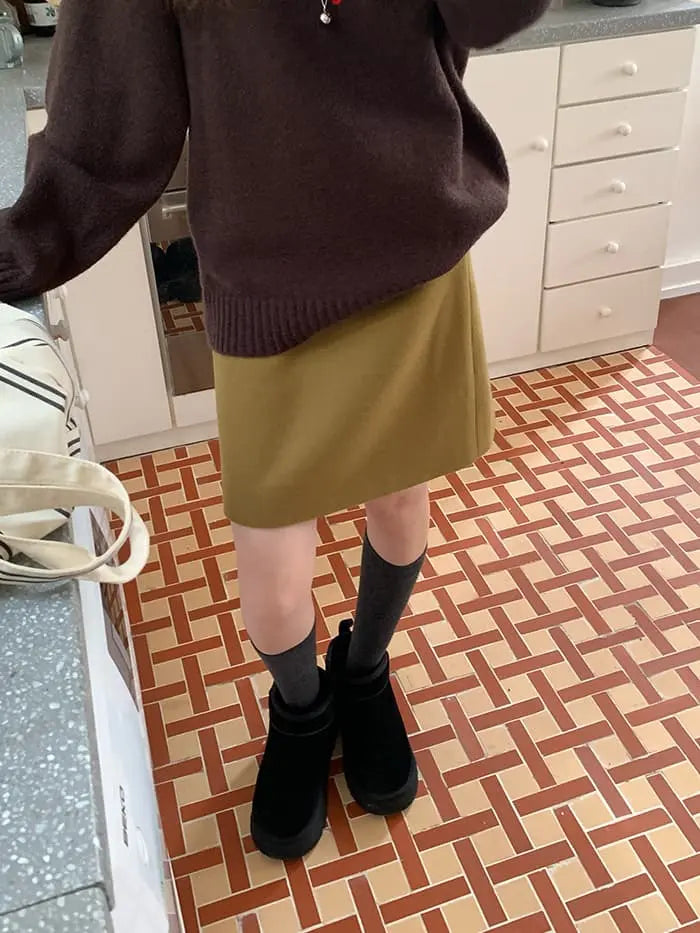 サイドボタン ハイウエスト ミニスカート LUMIYUMI