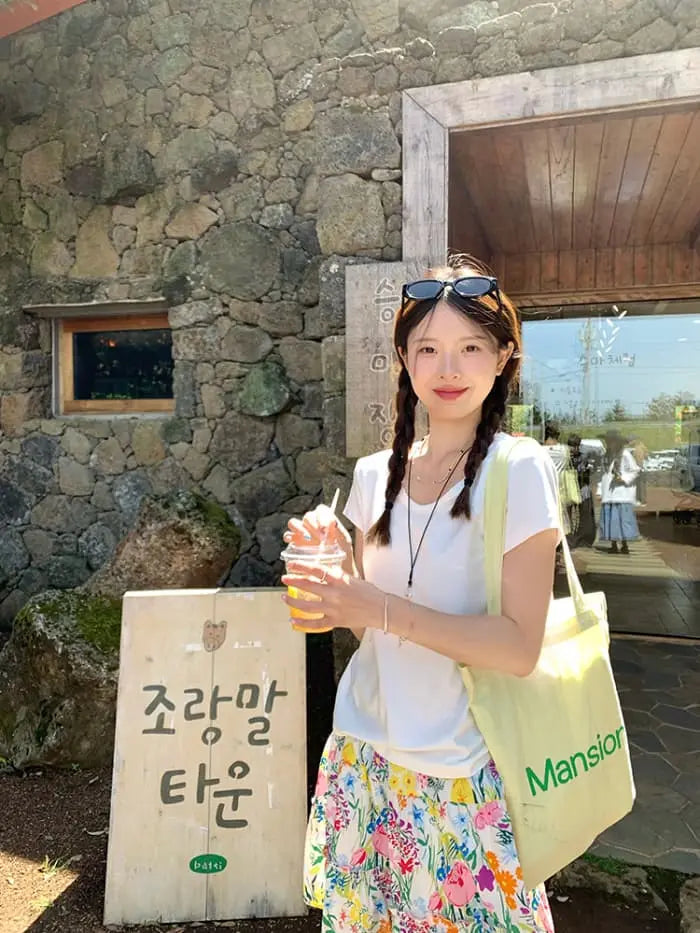 水彩風 花柄プリント フレアスカート LUMIYUMI