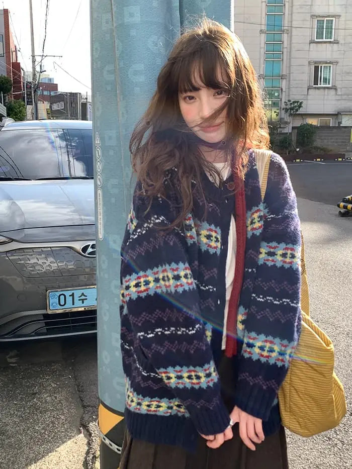 フェアアイル柄 ゆったり ふわもち カーディガン LUMIYUMI