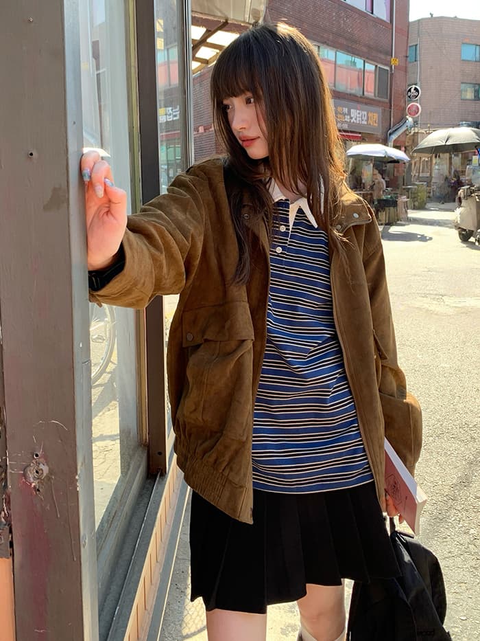 レトロ スエード ジップ ジャケット LUMIYUMI