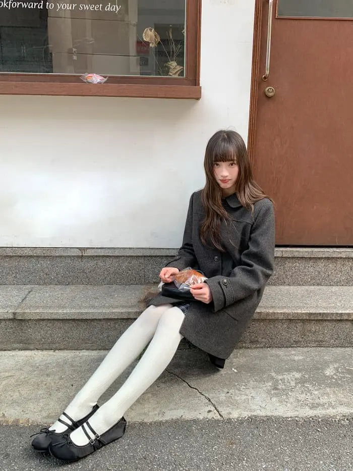 レトロ ガーリー ファー襟付き コート LUMIYUMI