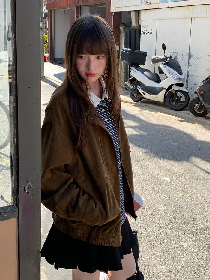 レトロ スエード ジップ ジャケット LUMIYUMI