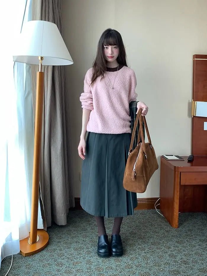 襟配色 ふわもち ニットプルオーバー LUMIYUMI