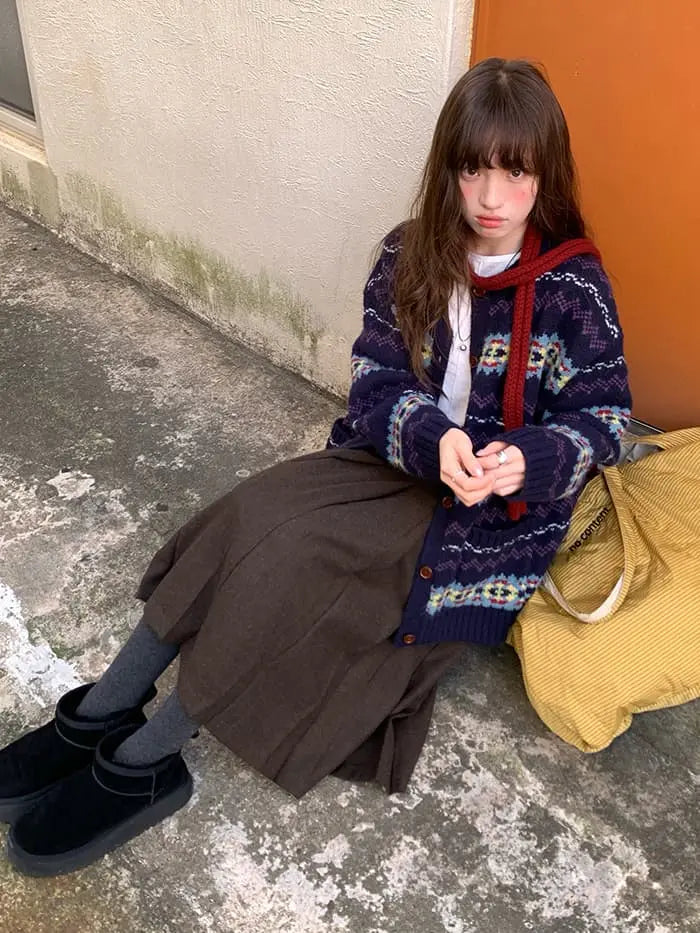 フェアアイル柄 ゆったり ふわもち カーディガン LUMIYUMI