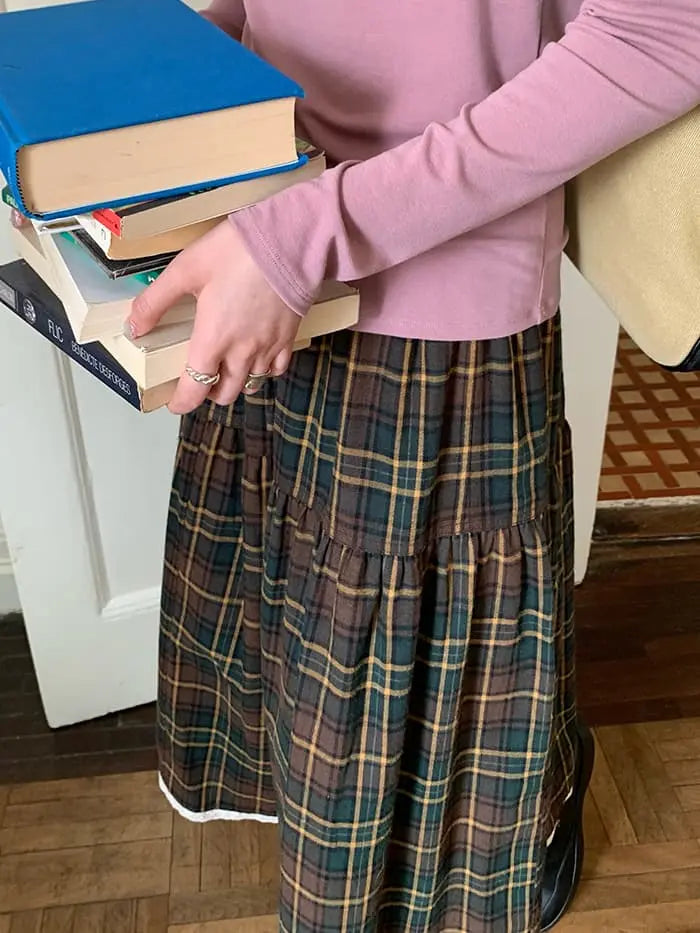 ガーリー チェック レース切替 スカート LUMIYUMI