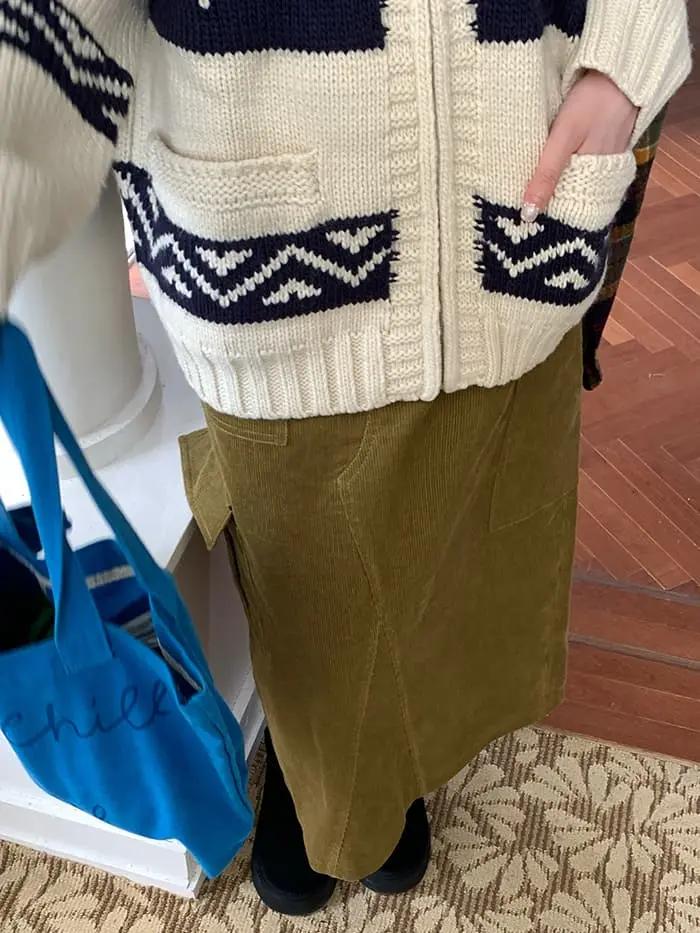 雪柄 ジャカード ZIP カーディガン LUMIYUMI