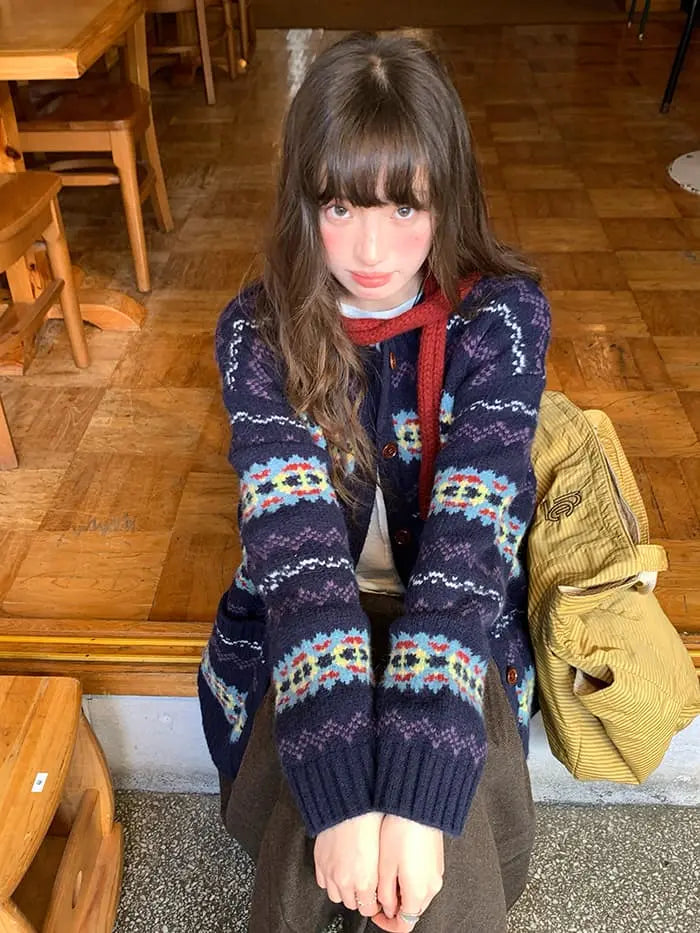 フェアアイル柄 ゆったり ふわもち カーディガン LUMIYUMI