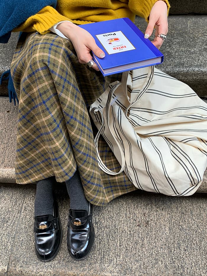 チェック柄 Aライン ミモレ丈 スカート LUMIYUMI