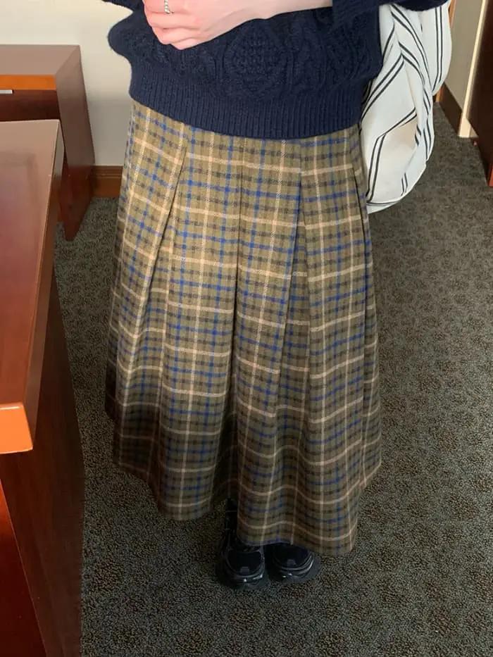 チェック柄 Aライン ミモレ丈 スカート LUMIYUMI