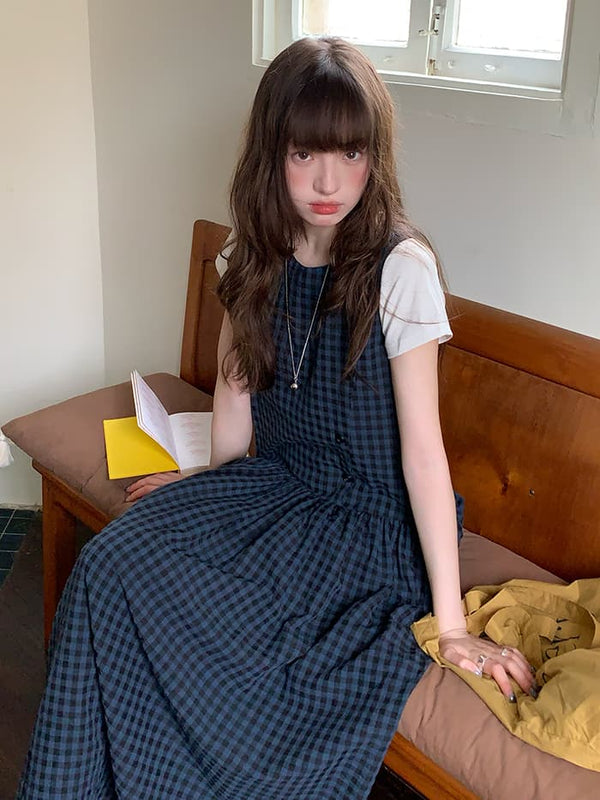 斜め前立て ゆったり ベストワンピース LUMIYUMI