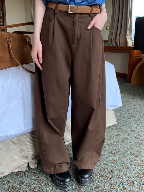 ハイウエスト ストレート ワイドパンツ
