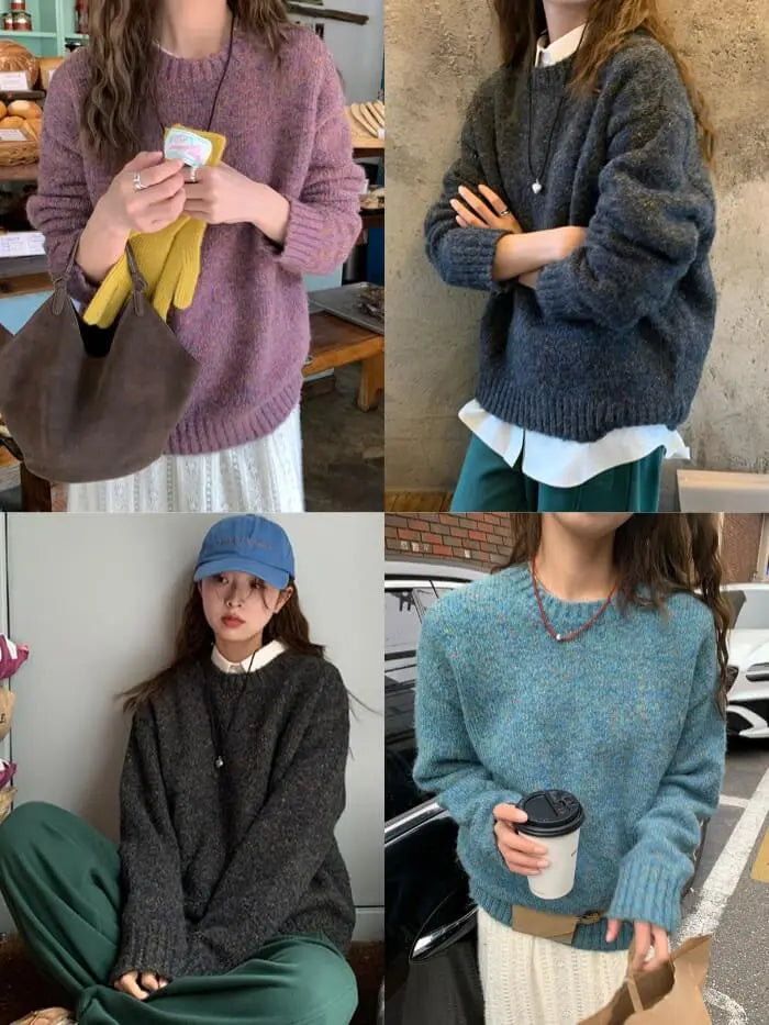 ゆったり シンプル カラーネップ セーター - LUMIYUMI