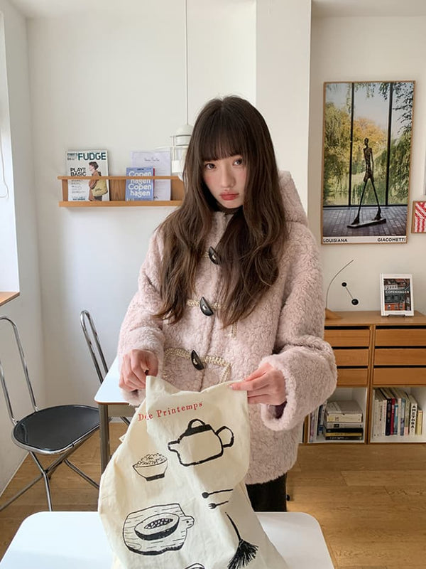 フード付き ふわもこ ボアショートコート