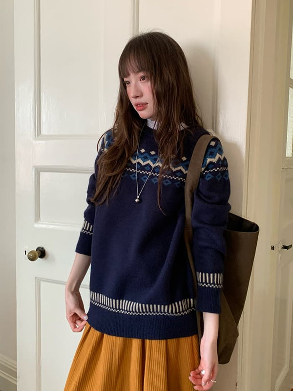 フェアアイル柄 ふわもち ニットプルオーバー