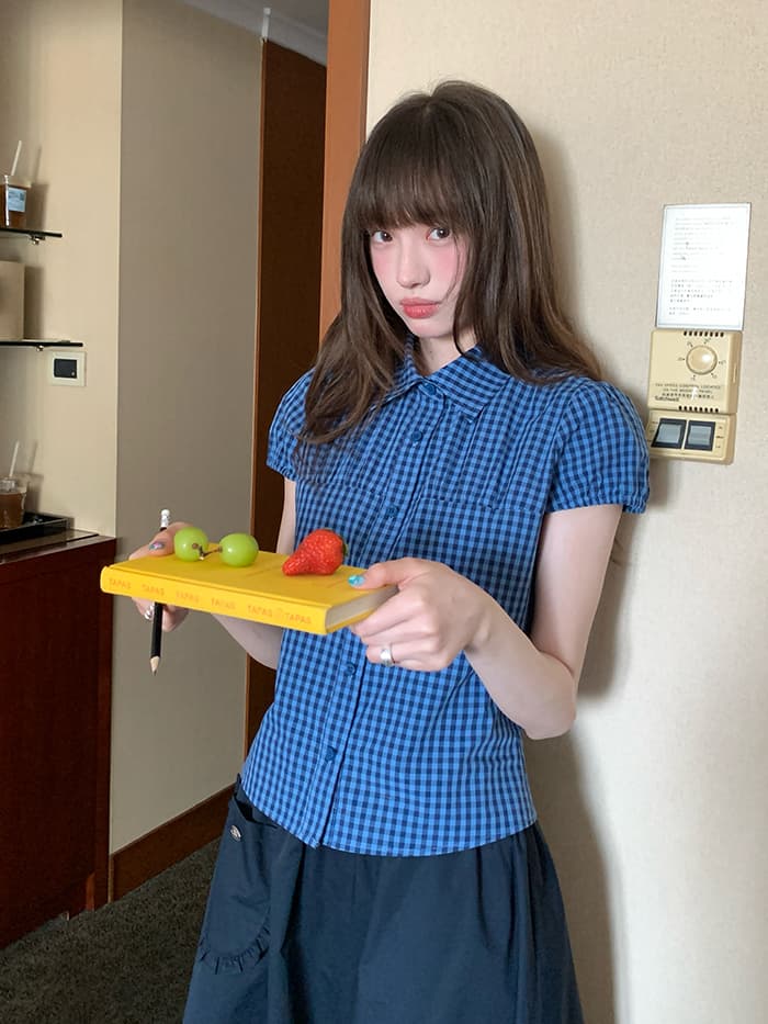 レトロ ウエストシェイプ チェックシャツ LUMIYUMI