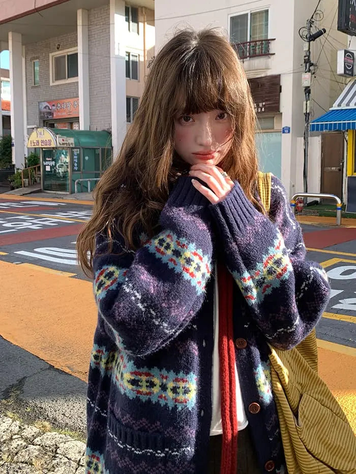 フェアアイル柄 ゆったり ふわもち カーディガン LUMIYUMI