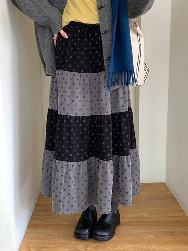 ドット 切り替え ティアードスカート