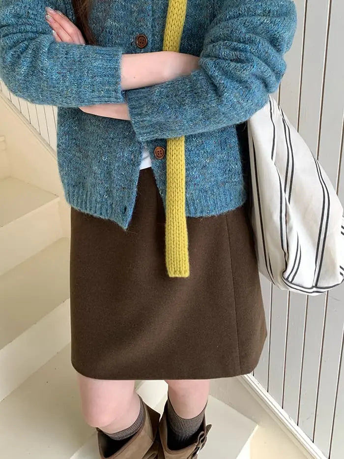 サイドボタン ハイウエスト ミニスカート LUMIYUMI