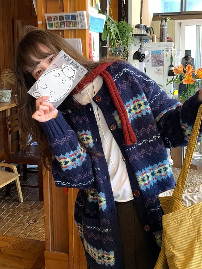 フェアアイル柄 ゆったり ふわもち カーディガン LUMIYUMI