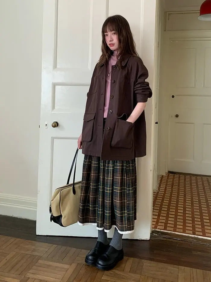 ガーリー チェック レース切替 スカート LUMIYUMI