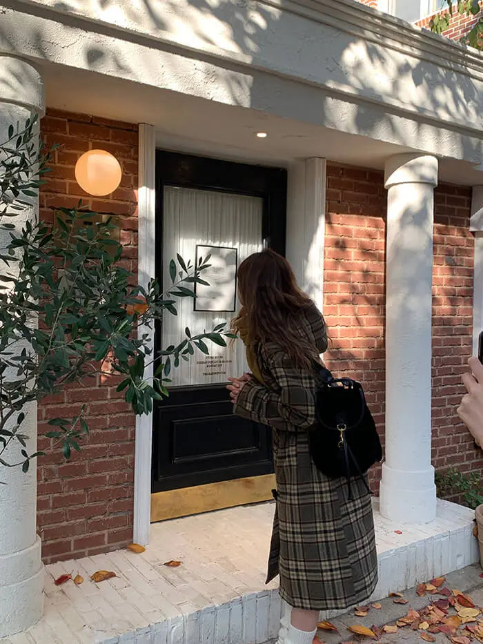 レトロチェック柄ウールコート LUMIYUMI