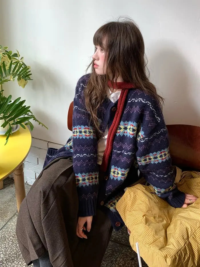 フェアアイル柄 ゆったり ふわもち カーディガン LUMIYUMI