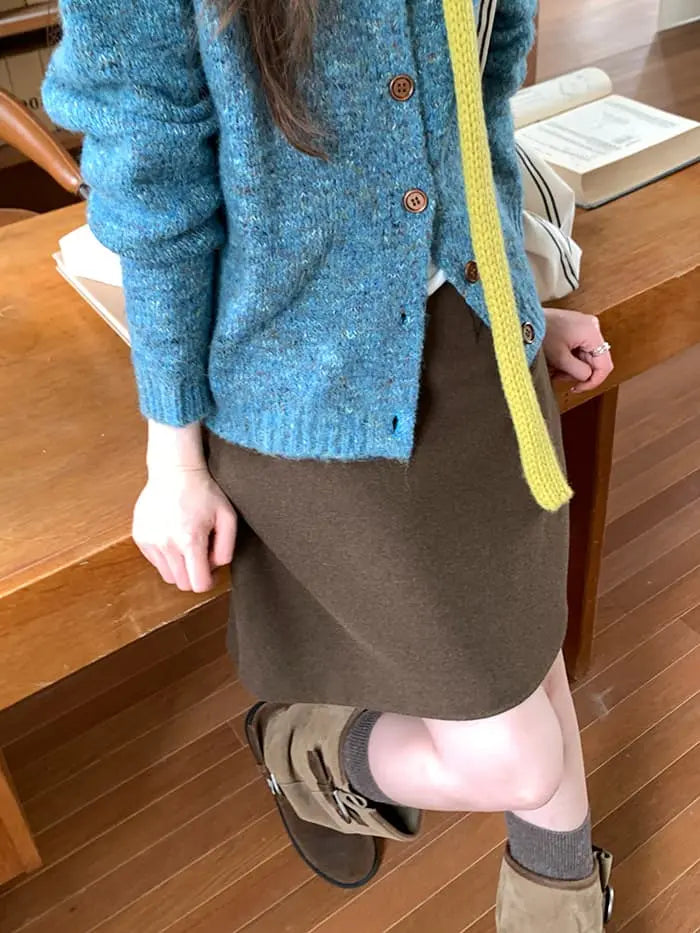 サイドボタン ハイウエスト ミニスカート LUMIYUMI